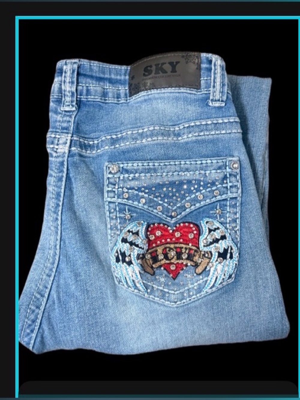 Vintage Y2K SKY Premium Collection Jeans Womens 13/14 Embellished Bootcut